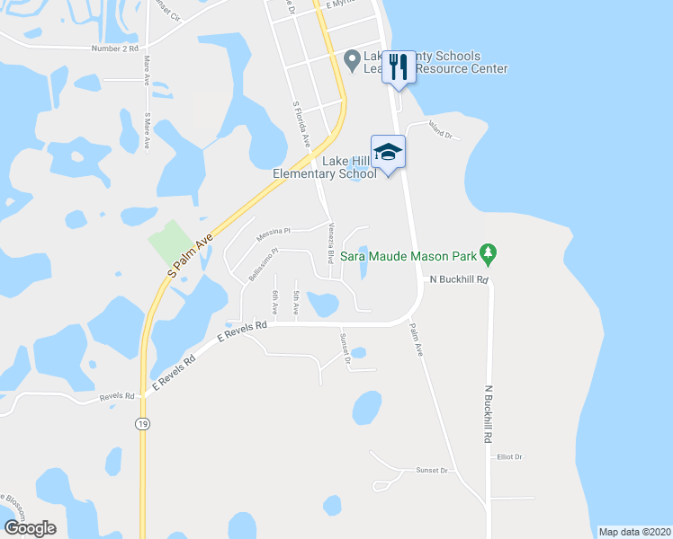 map of restaurants, bars, coffee shops, grocery stores, and more near 705 Calabria Way in Howey-in-the-Hills