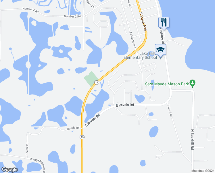 map of restaurants, bars, coffee shops, grocery stores, and more near 311 Terracotta Terrace in Howey-in-the-Hills