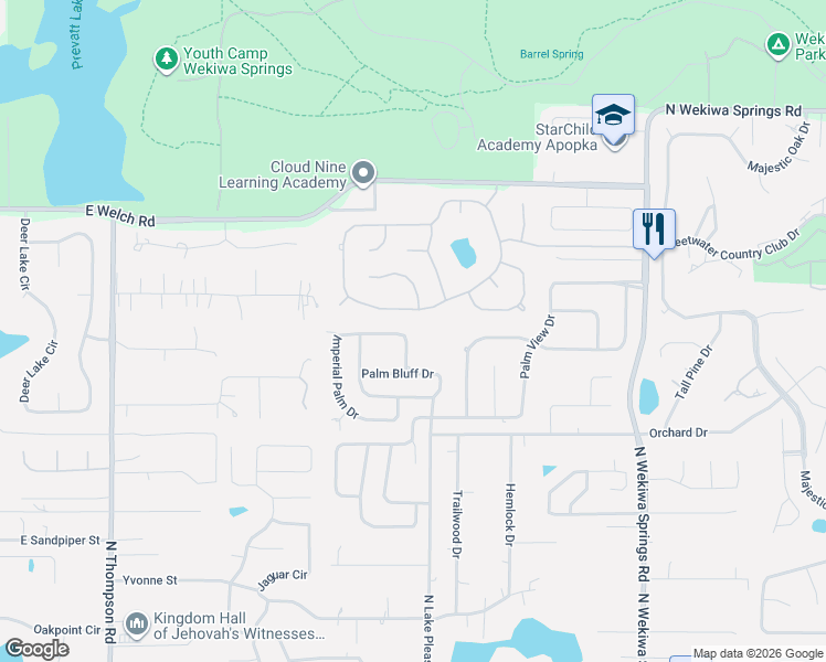 map of restaurants, bars, coffee shops, grocery stores, and more near 1770 Sweetwater West Circle in Apopka