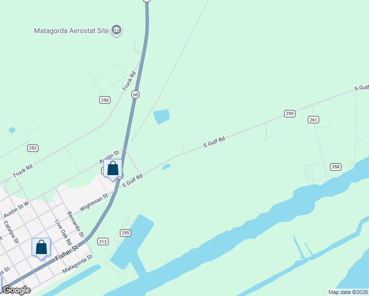 map of restaurants, bars, coffee shops, grocery stores, and more near South Gulf Road in Bay City