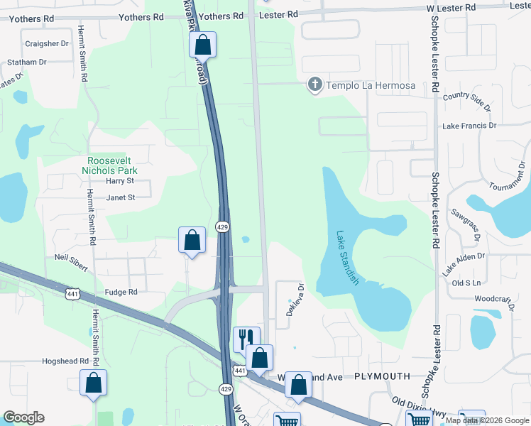 map of restaurants, bars, coffee shops, grocery stores, and more near 1255-1277 Plymouth Sorrento Road in Apopka
