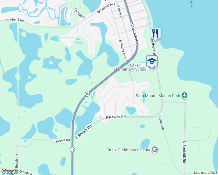 map of restaurants, bars, coffee shops, grocery stores, and more near 330 Terracotta Terrace in Howey-in-the-Hills