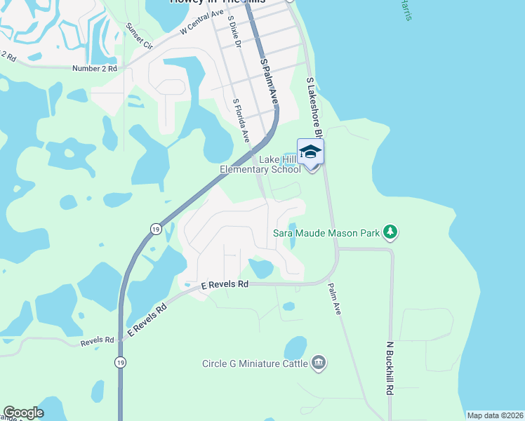 map of restaurants, bars, coffee shops, grocery stores, and more near 208 Messina Place in Howey-in-the-Hills