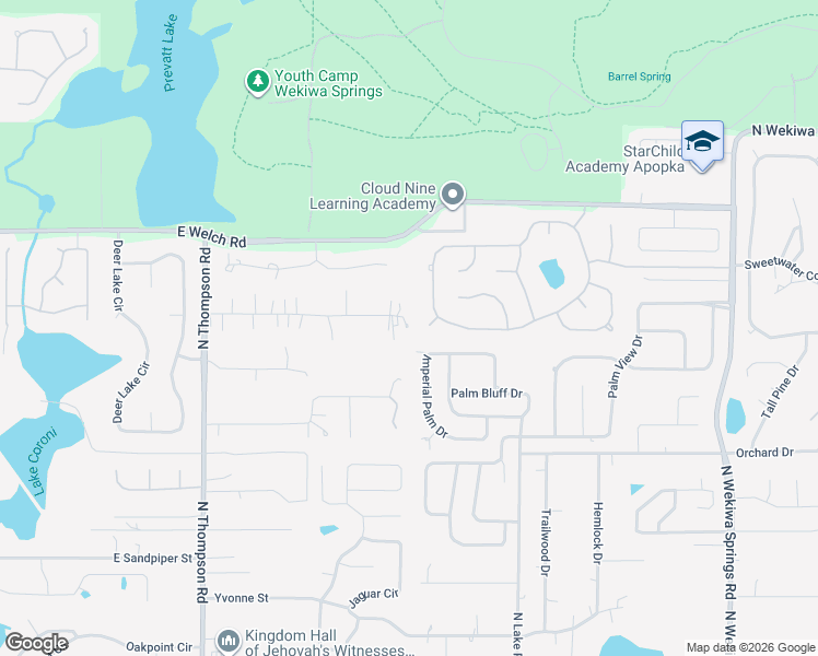 map of restaurants, bars, coffee shops, grocery stores, and more near 1301 Barnwood Place in Apopka