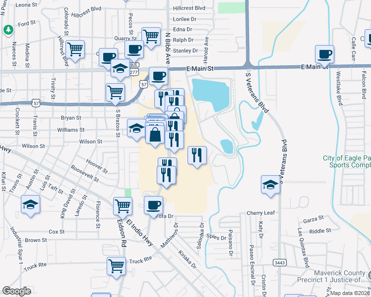 map of restaurants, bars, coffee shops, grocery stores, and more near in Eagle Pass