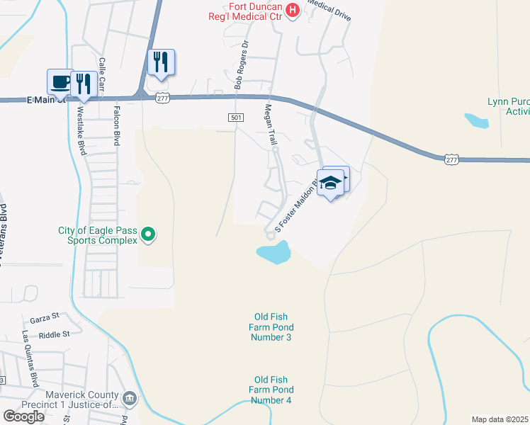 map of restaurants, bars, coffee shops, grocery stores, and more near 3434 Kayleigh Street in Eagle Pass
