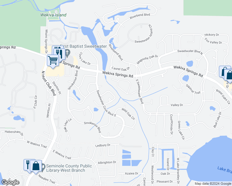 map of restaurants, bars, coffee shops, grocery stores, and more near 115 Ridgewood Drive in Longwood