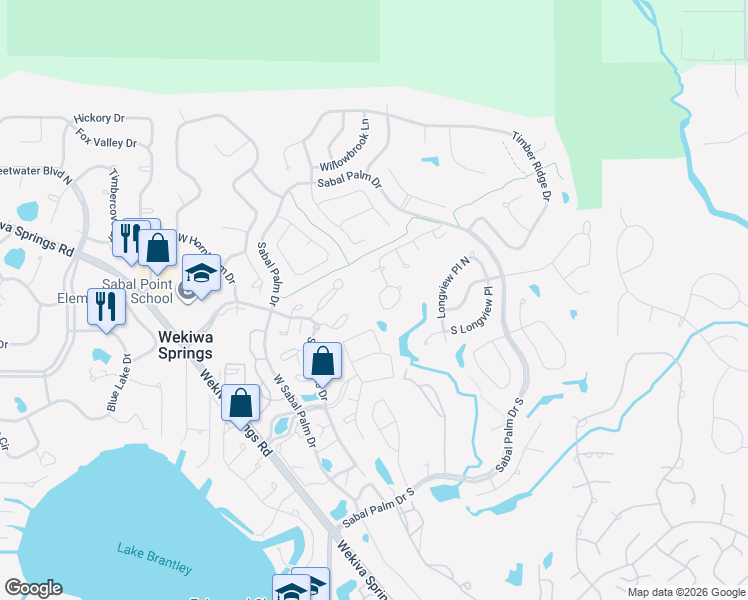 map of restaurants, bars, coffee shops, grocery stores, and more near 2644 Bent Hickory Circle in Longwood