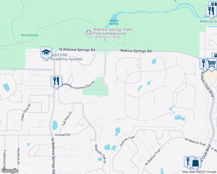 map of restaurants, bars, coffee shops, grocery stores, and more near 2711 Bolzano Drive in Apopka