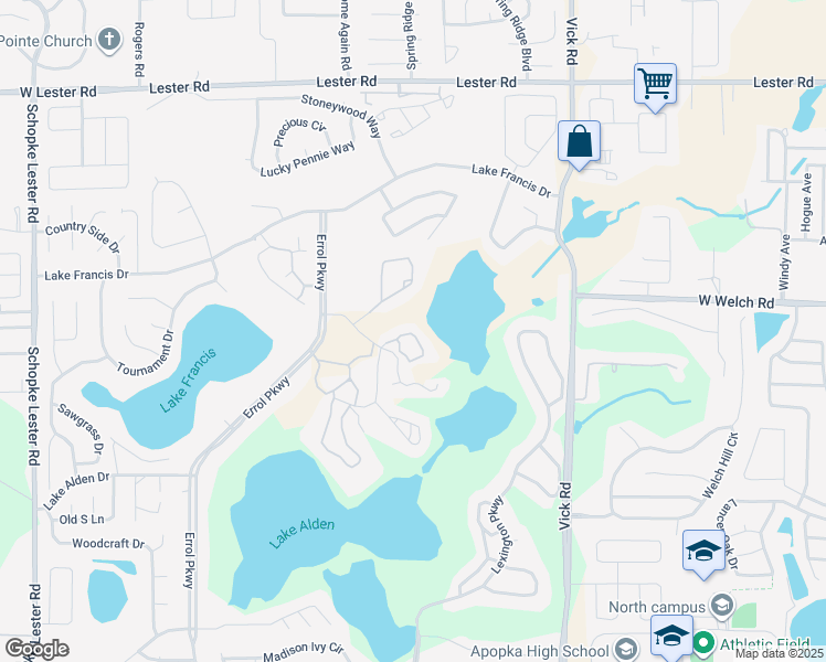 map of restaurants, bars, coffee shops, grocery stores, and more near 1079 Encourte Green in Apopka