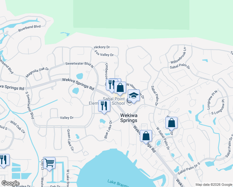 map of restaurants, bars, coffee shops, grocery stores, and more near 833 Fox Valley Drive in Wekiva Springs