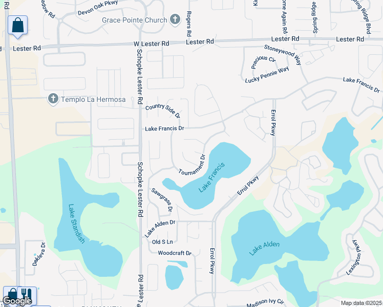 map of restaurants, bars, coffee shops, grocery stores, and more near 1911 Tournament Drive in Apopka