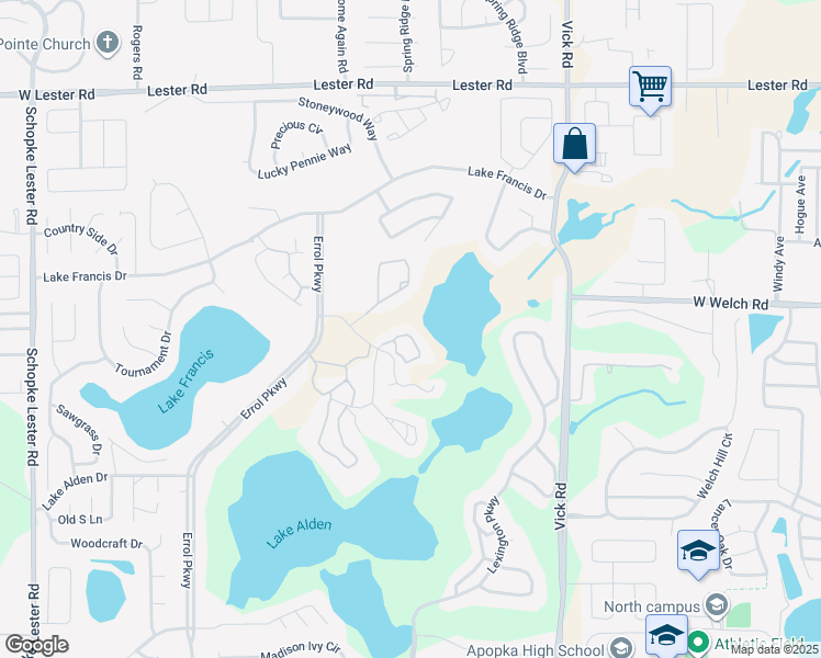 map of restaurants, bars, coffee shops, grocery stores, and more near 1087 Encourte Green in Apopka