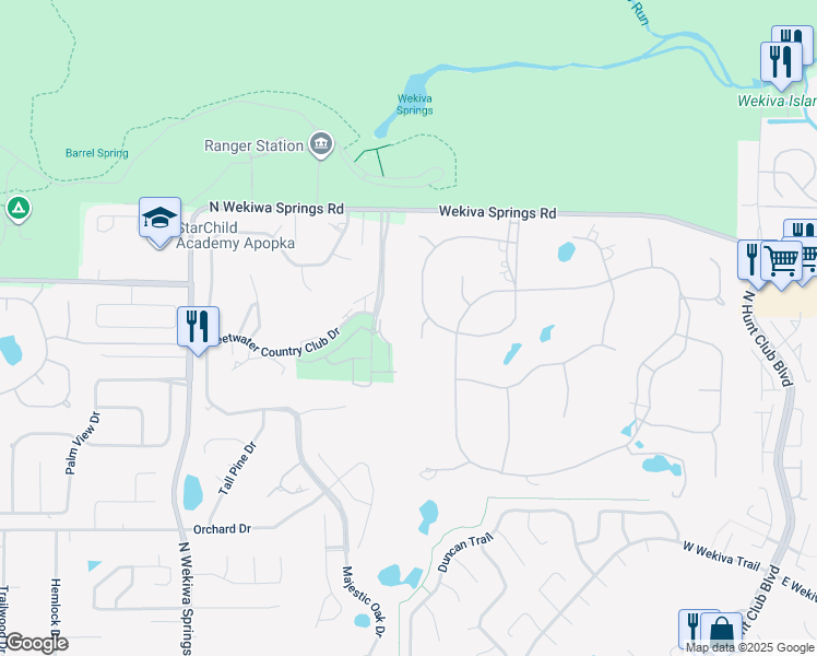 map of restaurants, bars, coffee shops, grocery stores, and more near 200 Sweetwater Club Court in Longwood