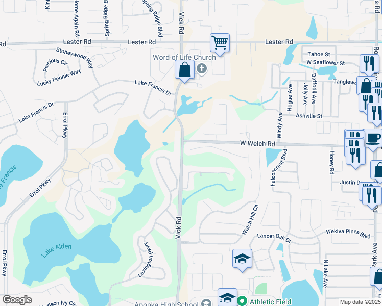 map of restaurants, bars, coffee shops, grocery stores, and more near 648 Zachary Drive in Apopka