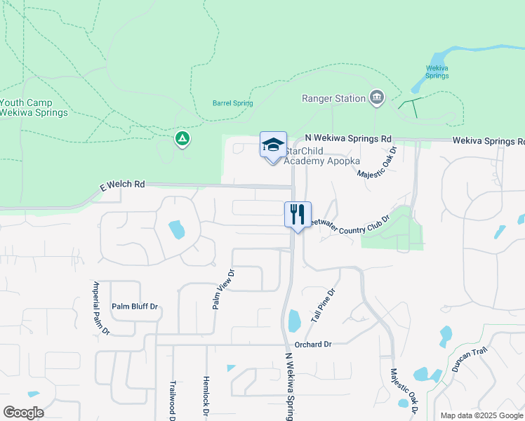 map of restaurants, bars, coffee shops, grocery stores, and more near 2951 Falconhill Drive in Apopka