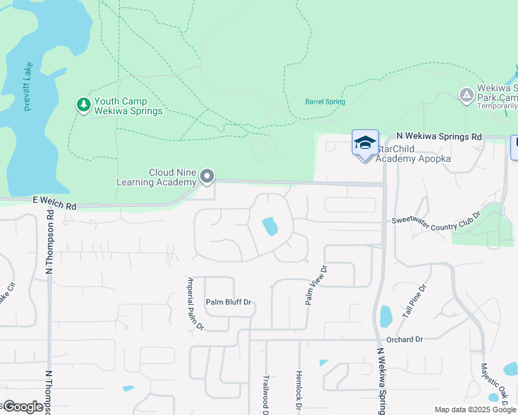 map of restaurants, bars, coffee shops, grocery stores, and more near 1655 Sweetwater W Cir in Apopka