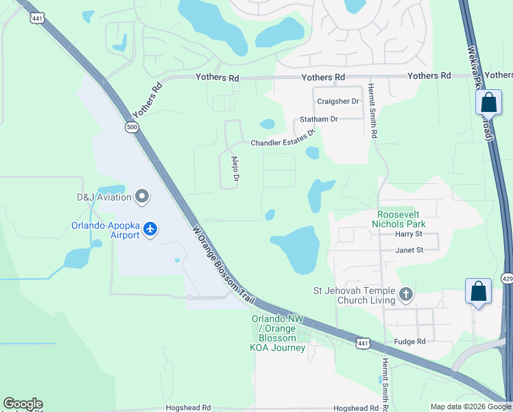 map of restaurants, bars, coffee shops, grocery stores, and more near 1693 Alejo Drive in Apopka