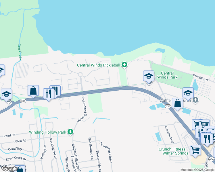map of restaurants, bars, coffee shops, grocery stores, and more near 782 Seneca Meadows Road in Winter Springs