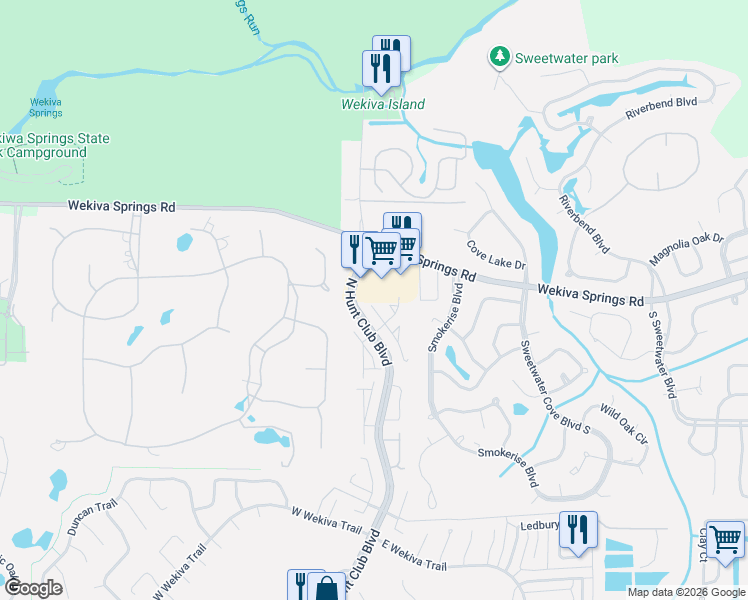map of restaurants, bars, coffee shops, grocery stores, and more near 525 Stanton Place in Longwood