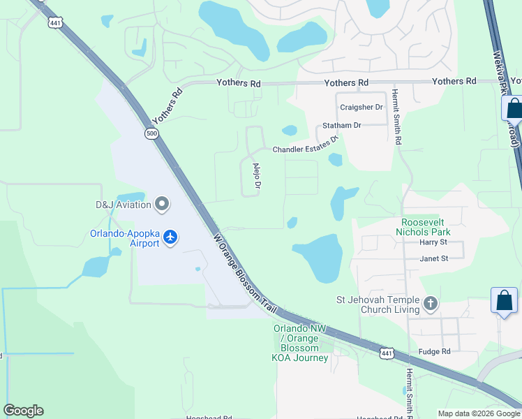 map of restaurants, bars, coffee shops, grocery stores, and more near 1693 Alejo Drive in Apopka
