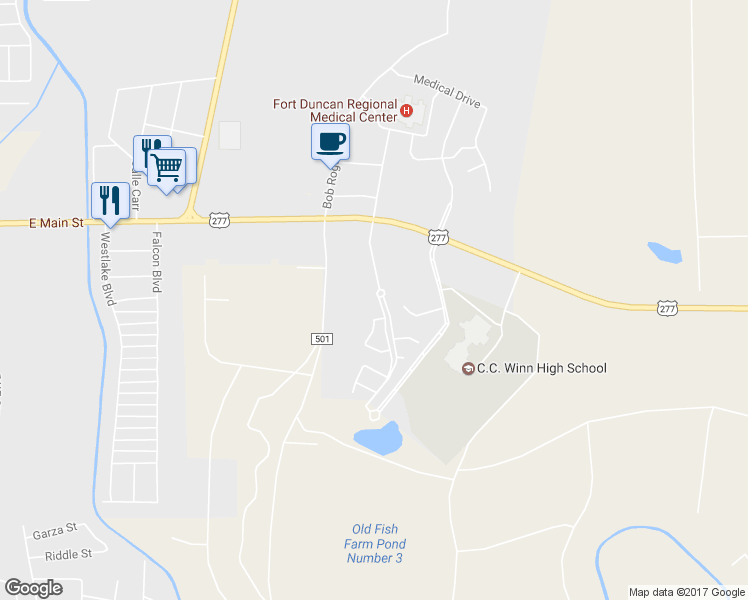 map of restaurants, bars, coffee shops, grocery stores, and more near 205 Christina Parkway in Eagle Pass