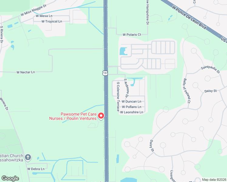 map of restaurants, bars, coffee shops, grocery stores, and more near 10600-10716 South Coleraine Terrace in Homosassa