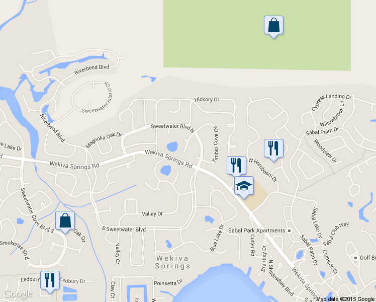 map of restaurants, bars, coffee shops, grocery stores, and more near 407 Timber Cove Circle in Longwood