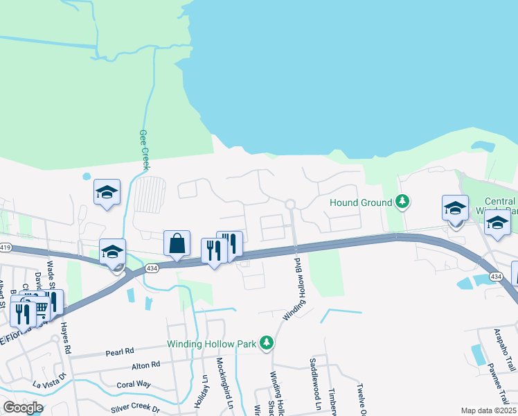 map of restaurants, bars, coffee shops, grocery stores, and more near 209 Tavestock Loop in Winter Springs