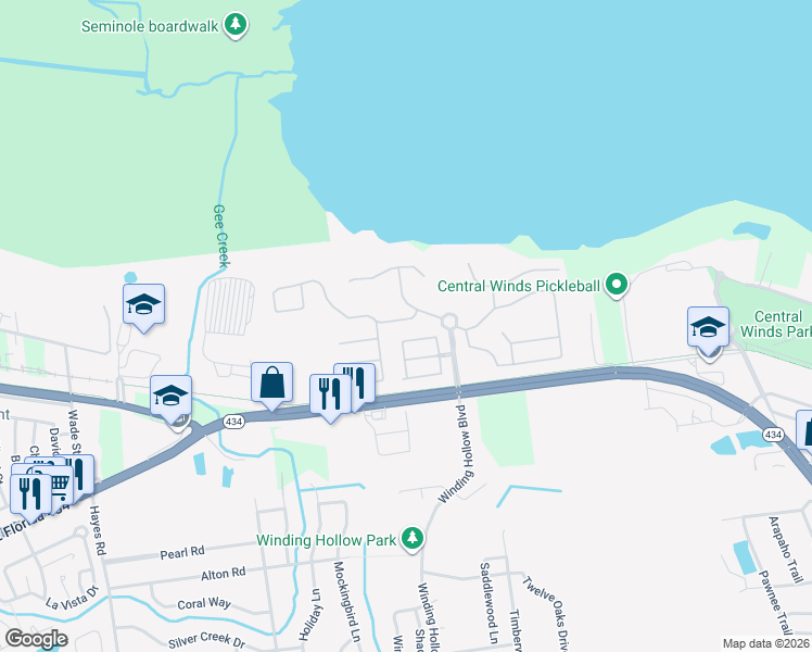 map of restaurants, bars, coffee shops, grocery stores, and more near 209 Tavestock Loop in Winter Springs
