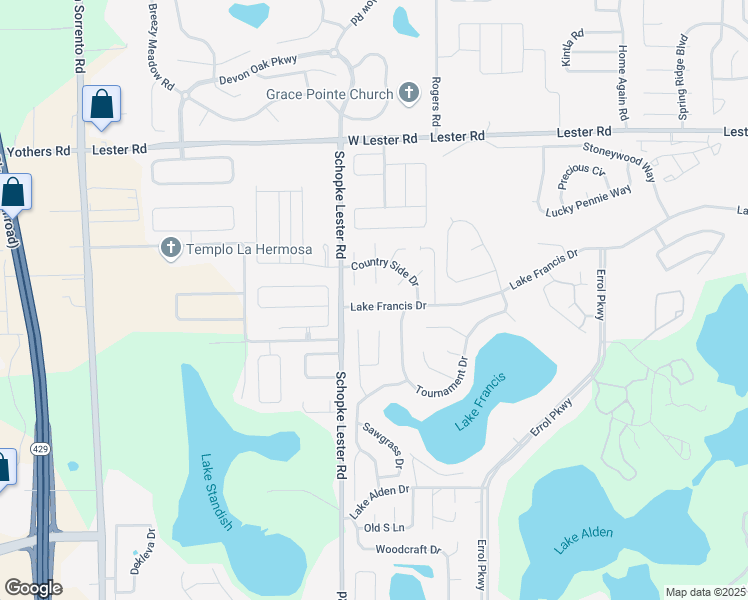map of restaurants, bars, coffee shops, grocery stores, and more near 2225 Lake Francis Drive in Apopka