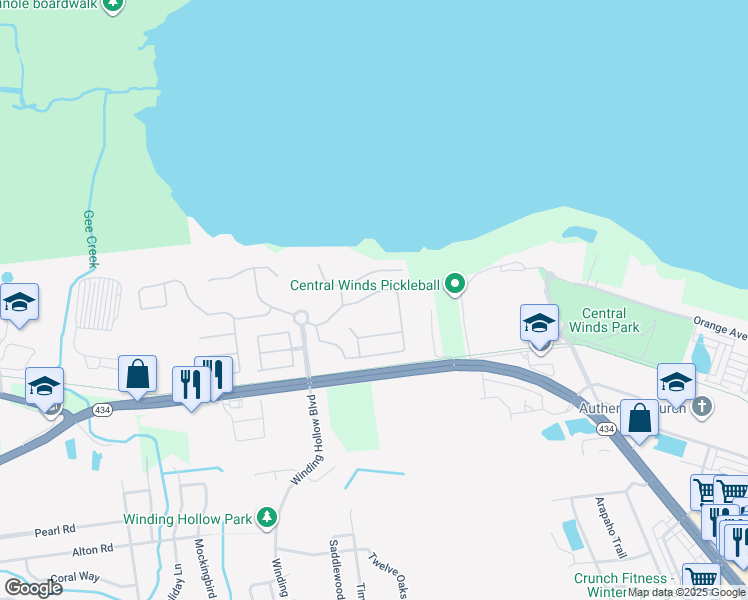 map of restaurants, bars, coffee shops, grocery stores, and more near 729 Seneca Meadows Road in Winter Springs