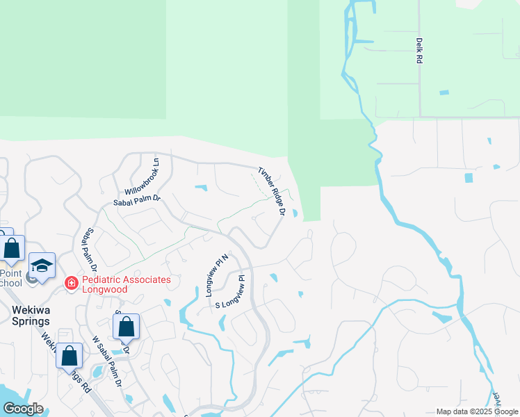 map of restaurants, bars, coffee shops, grocery stores, and more near 555 Birdsong Court in Longwood