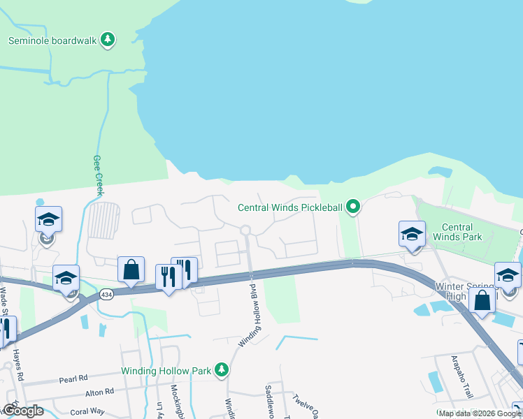 map of restaurants, bars, coffee shops, grocery stores, and more near 1216 Stone Harbour Road in Winter Springs