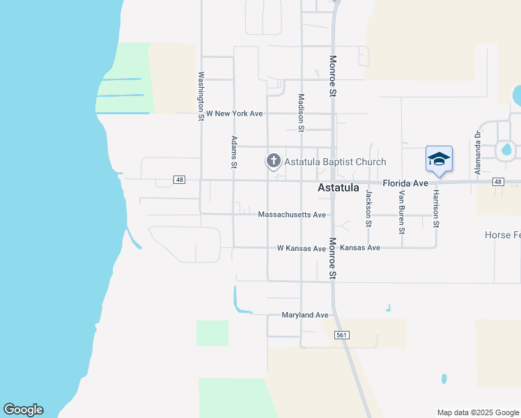 map of restaurants, bars, coffee shops, grocery stores, and more near 13201 Massachusetts Avenue in Astatula