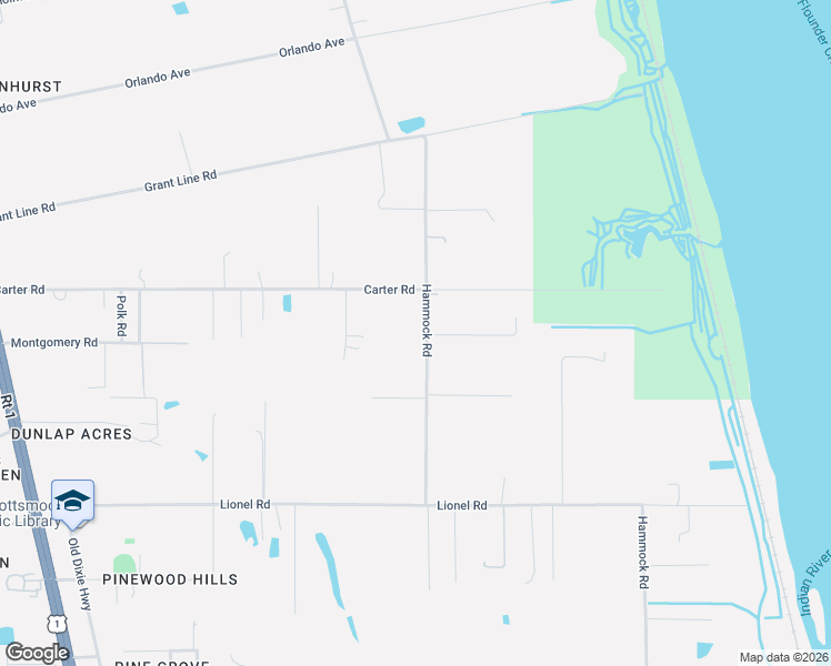 map of restaurants, bars, coffee shops, grocery stores, and more near 3990 Hammock Road in Mims