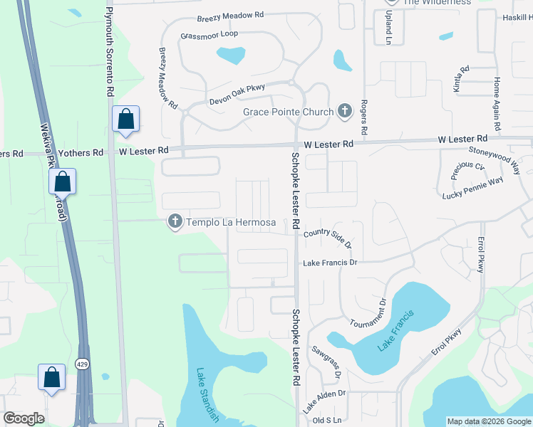 map of restaurants, bars, coffee shops, grocery stores, and more near 1940 Schopke Lester Road in Apopka