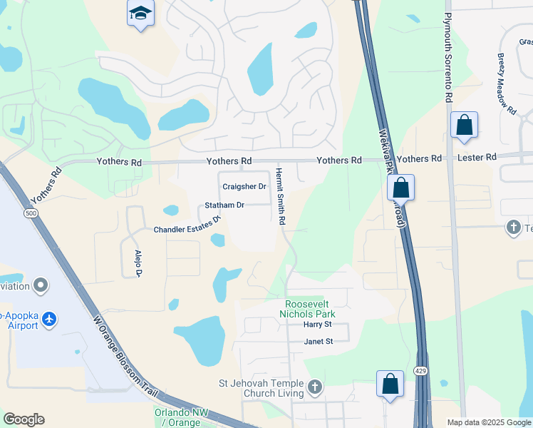 map of restaurants, bars, coffee shops, grocery stores, and more near 3518 Chandler Estates Drive in Apopka