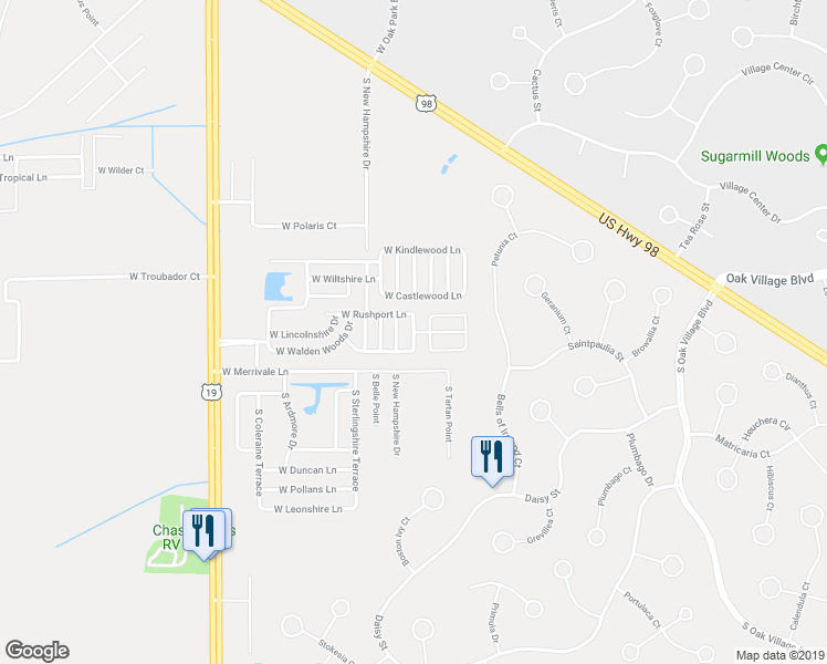 map of restaurants, bars, coffee shops, grocery stores, and more near South Little Hampton Terrace in Homosassa