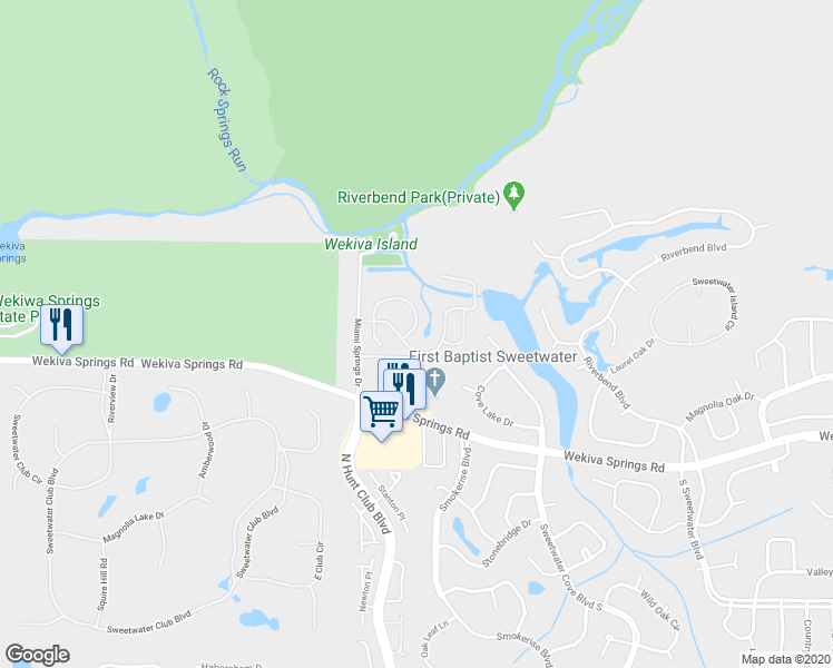 map of restaurants, bars, coffee shops, grocery stores, and more near 1037 Bearded Oaks Terrace in Longwood