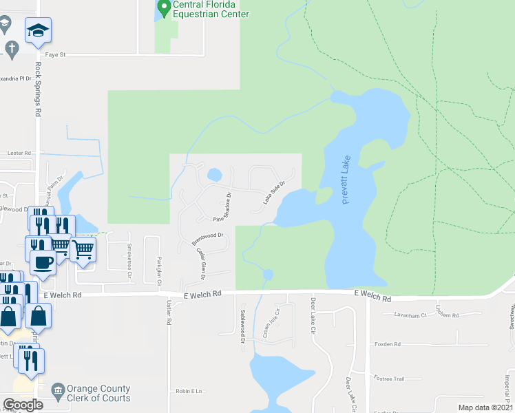 map of restaurants, bars, coffee shops, grocery stores, and more near 953 Lake Side Drive in Apopka