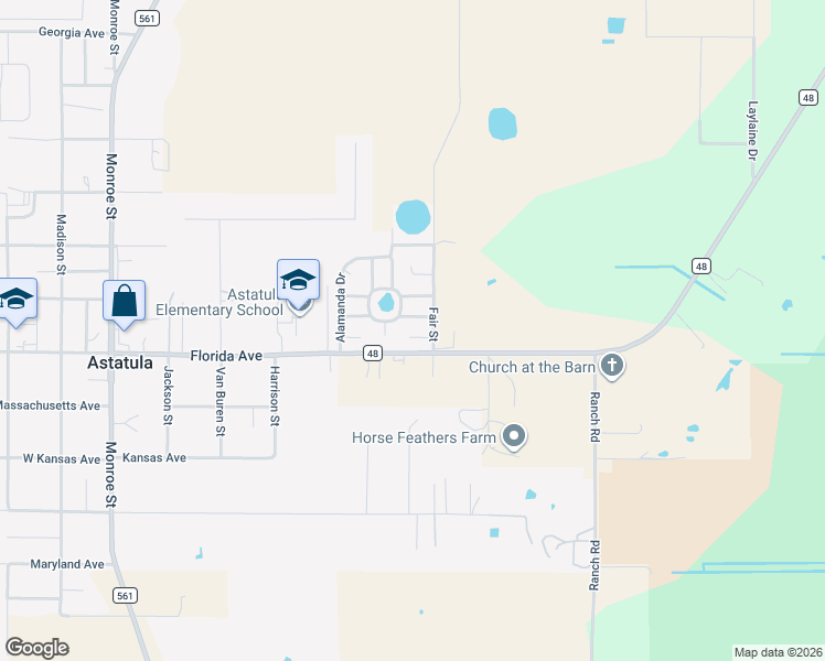 map of restaurants, bars, coffee shops, grocery stores, and more near 14215 Tillandsia Way in Astatula
