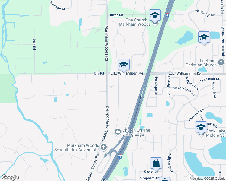 map of restaurants, bars, coffee shops, grocery stores, and more near 901 Markham Woods Road in Longwood