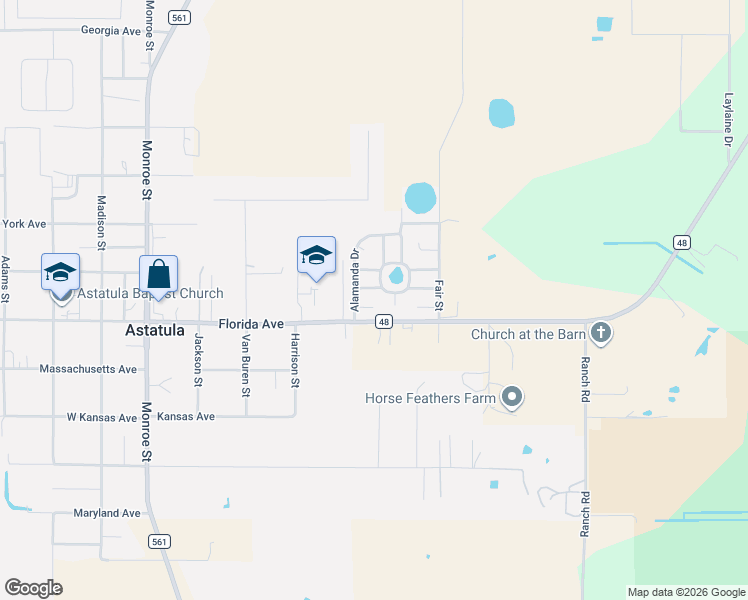 map of restaurants, bars, coffee shops, grocery stores, and more near 25100 Spanish Moss Circle in Astatula