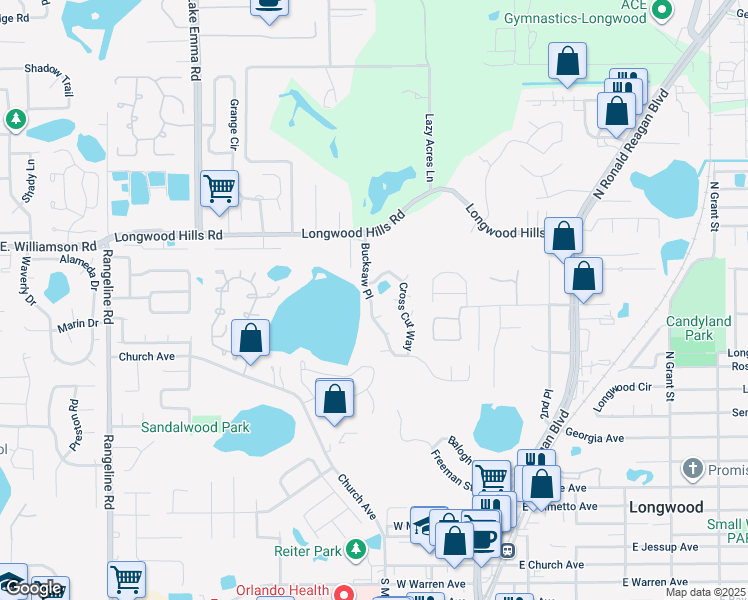 map of restaurants, bars, coffee shops, grocery stores, and more near in Longwood