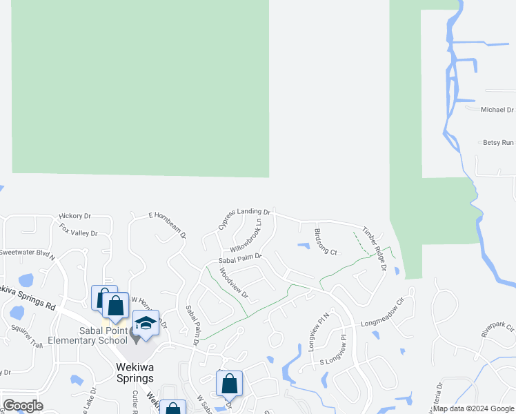 map of restaurants, bars, coffee shops, grocery stores, and more near 384 Cypress Landing Drive in Longwood