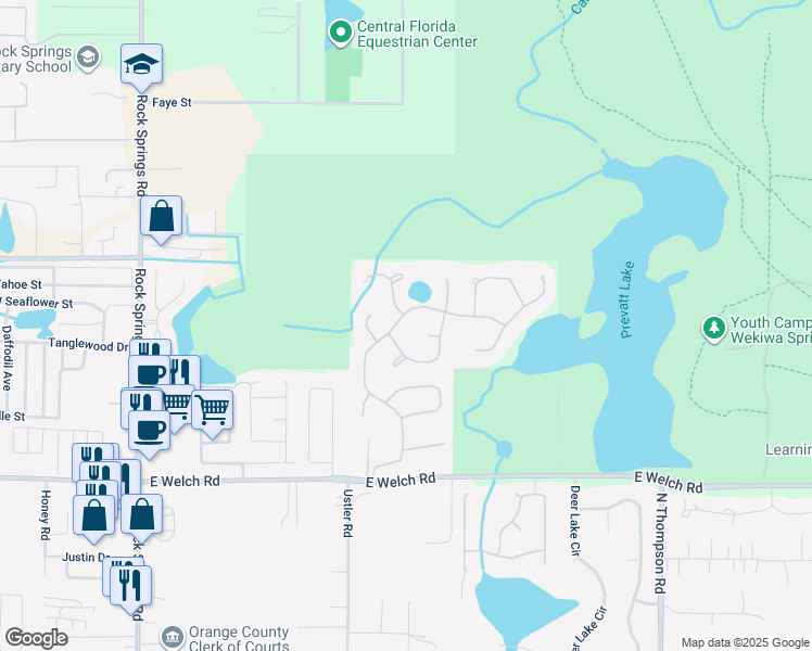 map of restaurants, bars, coffee shops, grocery stores, and more near 1799 Cedar Glen Drive in Apopka