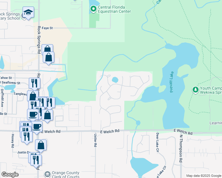 map of restaurants, bars, coffee shops, grocery stores, and more near 1799 Cedar Glen Drive in Apopka