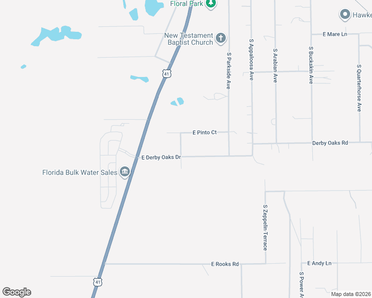 map of restaurants, bars, coffee shops, grocery stores, and more near 7675 East Derby Oaks Drive in Floral City