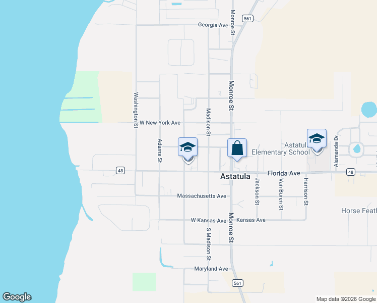 map of restaurants, bars, coffee shops, grocery stores, and more near 13302 South Carolina Avenue in Astatula